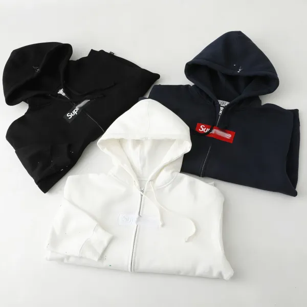 Supreme Paint Splatter Box Logo Zip-Up Hoodie Navy - 9