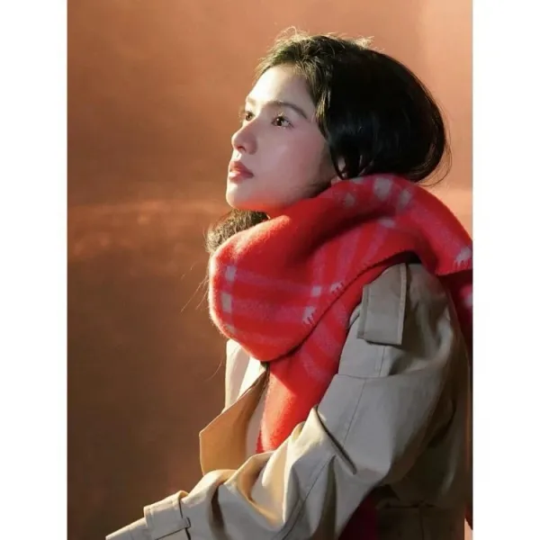 Burberry Classic Check Cashmere Scarf Red Scarves - 7
