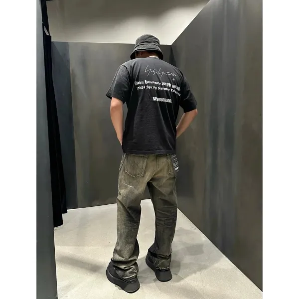 Yohji Yamamoto x Neighborhood Collaboration Graphic Tee Charcoal Gray T-Shirt - 5