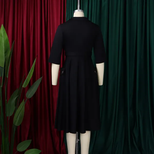 Design Trench-Style Wrap Dress in Navy with Belt - 18