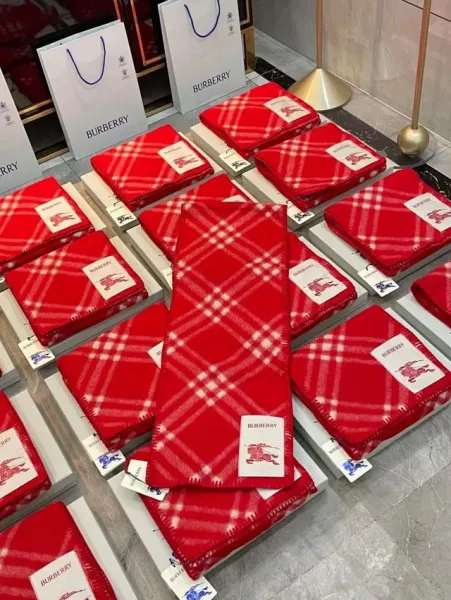 Burberry Classic Check Cashmere Scarf Red Scarves - 17