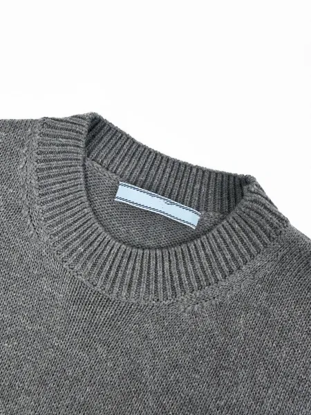 Prada PAD Milano Knit Short-Sleeve Sweater Gray - 5