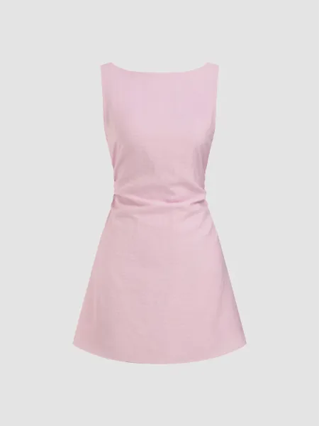 Design Sleeveless Square-Neck Ruched Mini Dress Mint Green - 19