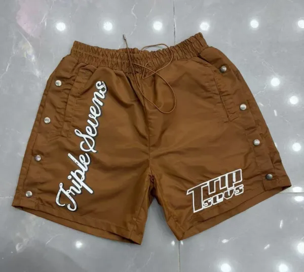 Design Triple Sevens Logo Print Nylon Shorts Gray Shorts - 17