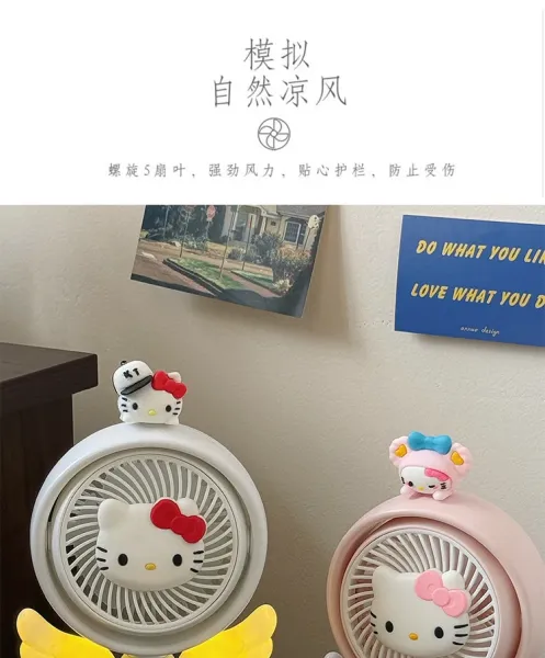 Hello Kitty Piano Fan White with Red Bow Desktop Fan Electronics - 6