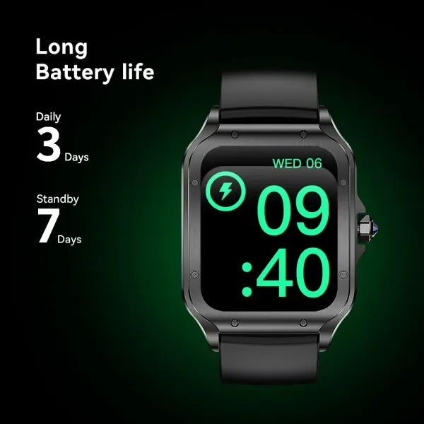 Design Smartwatch with Brown Leather Strap Black Case - 6