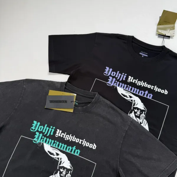 Yohji Yamamoto x Neighborhood Collaboration Graphic Tee Charcoal Gray T-Shirt - 21