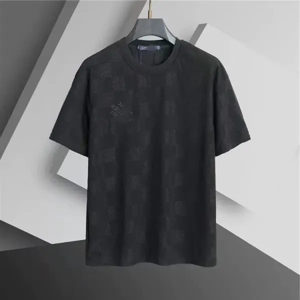Design Checker Pattern Mesh T-Shirt Black - 1