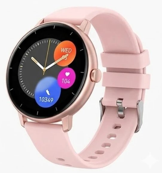 Design Smartwatch Rose Gold Pink Silicone Strap Smartwatch