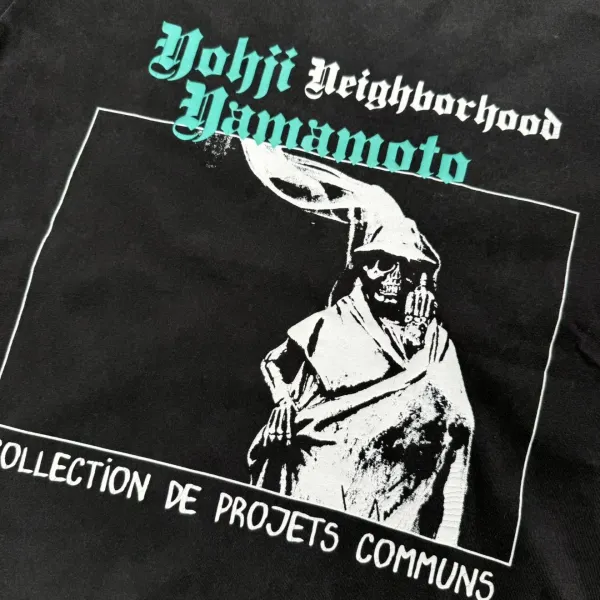 Yohji Yamamoto x Neighborhood Collaboration Graphic Tee Charcoal Gray T-Shirt - 23
