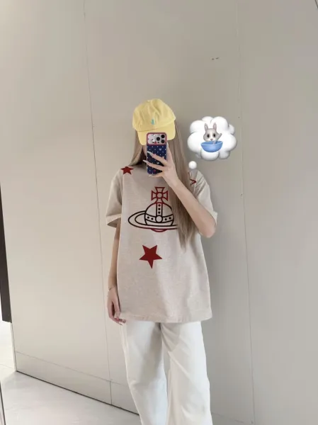 Vivienne Westwood Orb Star Print Beige T-Shirt - 9