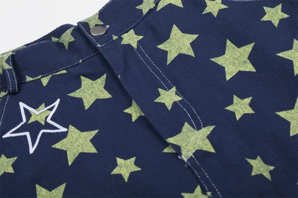 Design Star Print Denim Shorts Navy - 9