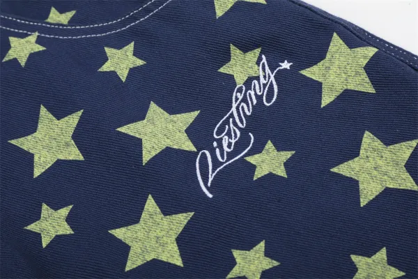 Design Star Print Denim Shorts Navy - 11