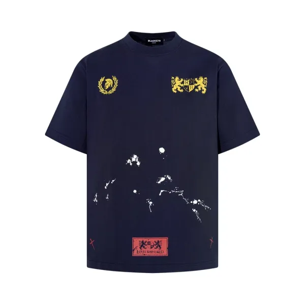Design BLACKETT Heraldic Print Black Oversized T-Shirt T-Shirts - 6