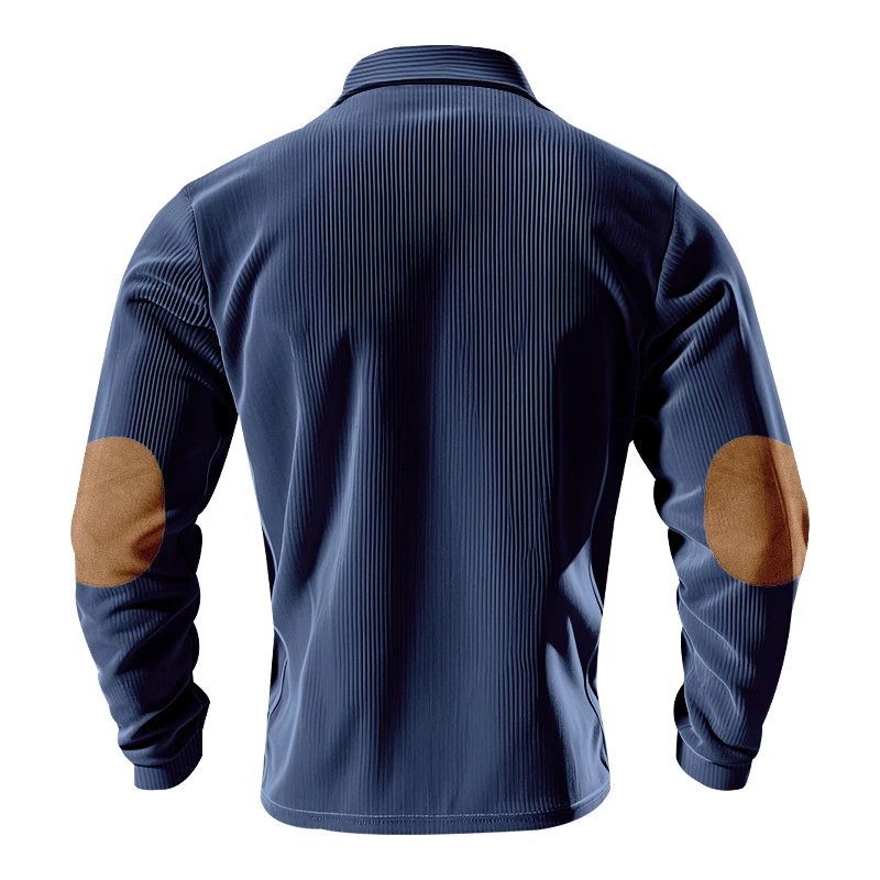 Design Corduroy Polo Shirt with Elbow Patches Black Tops.polo - 16