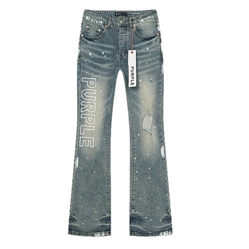 Purple Brand Distressed Blue Flared Jeans