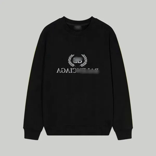 Balenciaga Logo Print Black Hoodie - 1