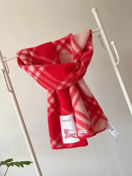 Burberry Classic Check Cashmere Scarf Red Scarves - 22