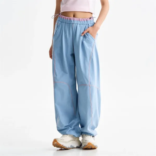 Design Baggy Cargo Pants Purple with Reflective Stitching - 19