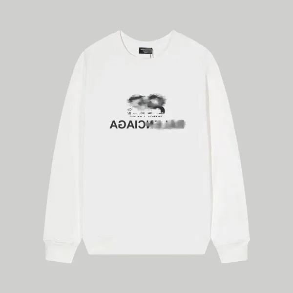 Balenciaga Distorted Logo White Hoodie - 1
