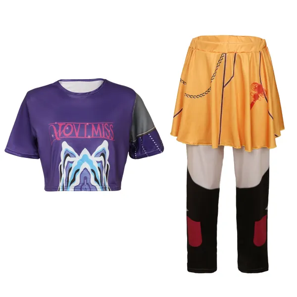 Design Graphic Crop Top and Paneled Joggers Set Multicolor Activewear - 15