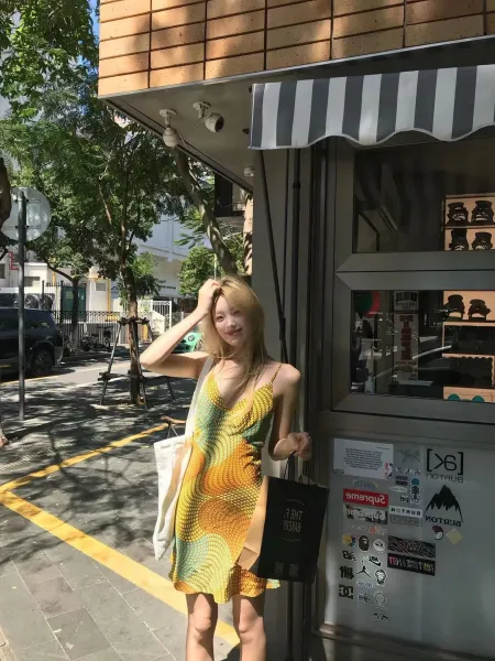 Design Multicolor Gradient Print Slip Dress with Thin Straps Dress - 7