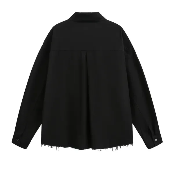 Design Patchwork Oversized Shirt Black - 3