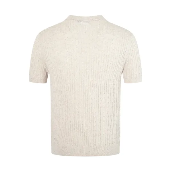 Design Ribbed Knit Short-Sleeve Sweater Light Gray - 12