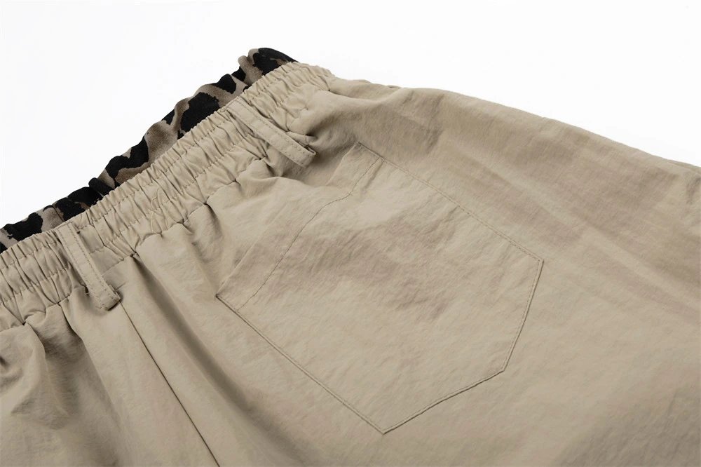 Design Wide-Leg Cargo Pants White with Leopard Waistband - 15