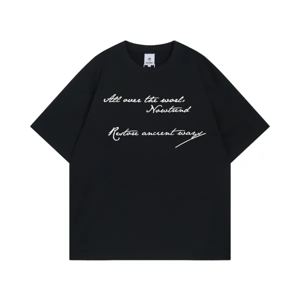 Design Now Trend Script Print Black Oversized T-Shirt T-Shirts - 1