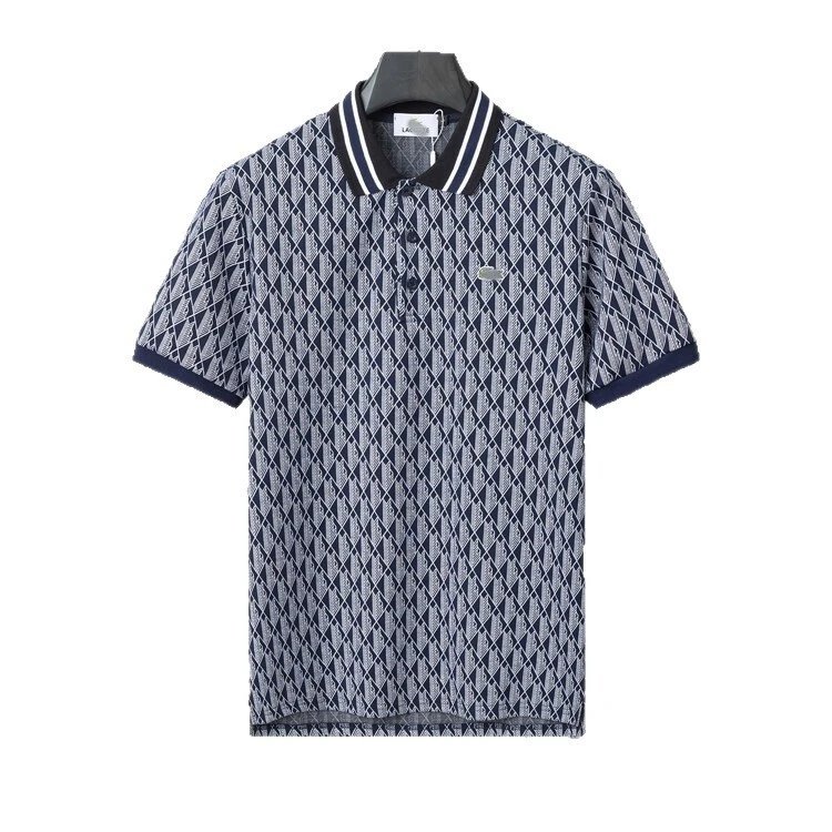 Patterned Short Sleeve T-Shirt And Shorts Set Navy Gray Geometric Sportswear