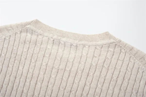 Design Ribbed Knit Short-Sleeve Sweater Light Gray - 19