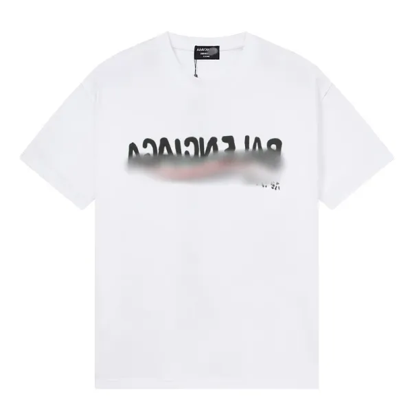 Balenciaga Spray-Paint Logo White T-Shirt - 1