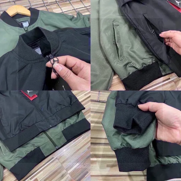 Air Jordan Bomber Jacket Black and Olive Green Outerwear - 8