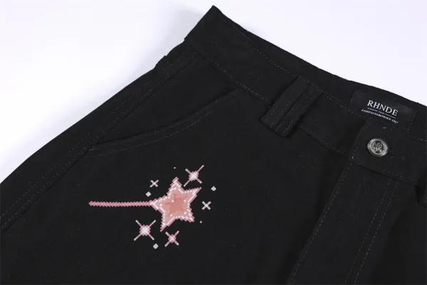 Design Rhinde Patchwork Cargo Pants Black Pants - 7