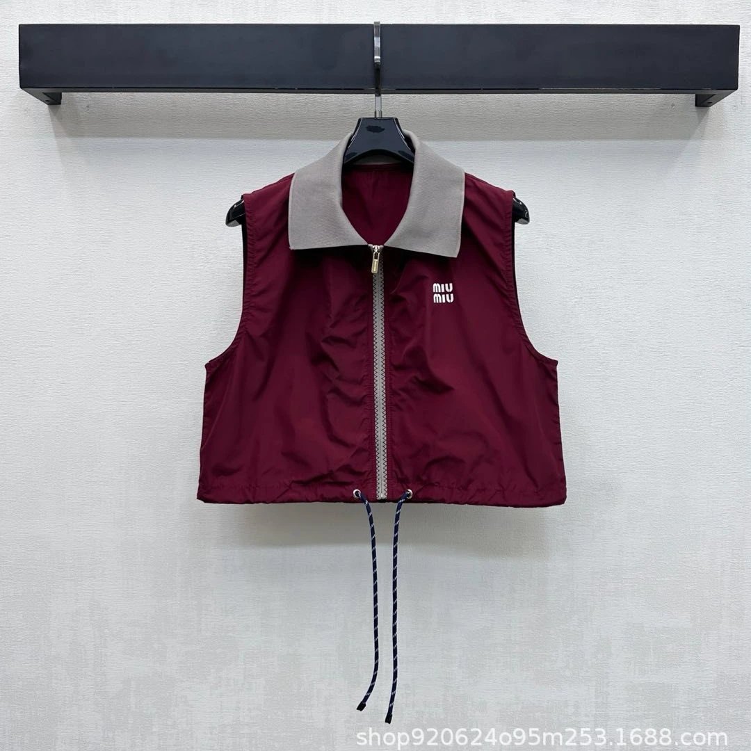 Miu Miu Burgundy Hooded Windbreaker And Shorts Set Sporty