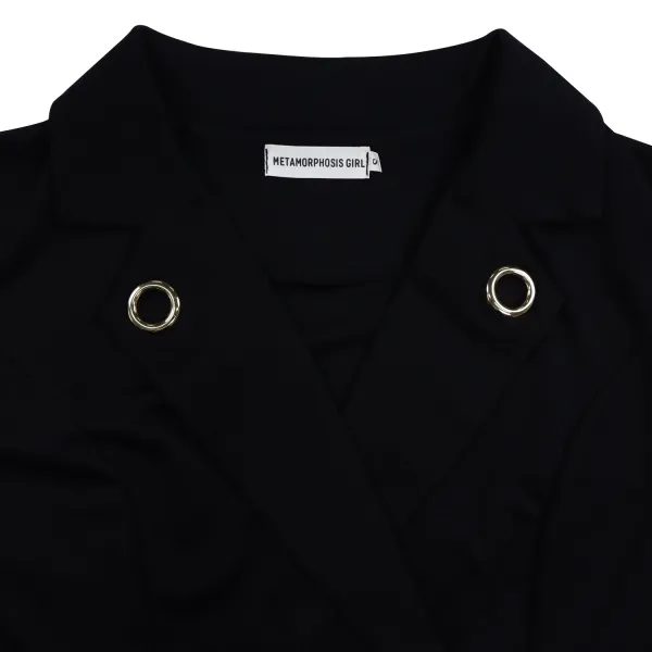 Design Trench-Style Wrap Dress in Navy with Belt - 57