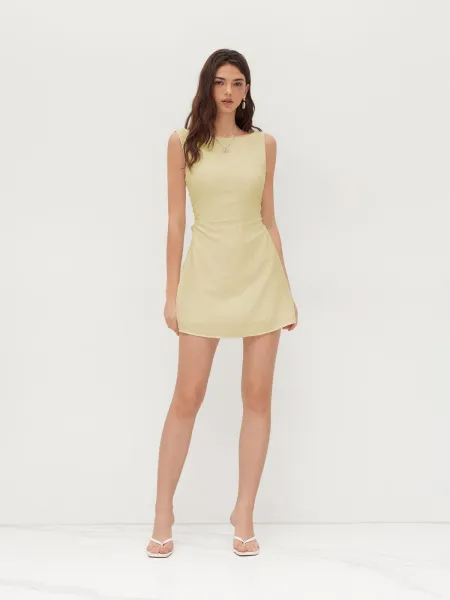 Design Sleeveless Square-Neck Ruched Mini Dress Mint Green - 29
