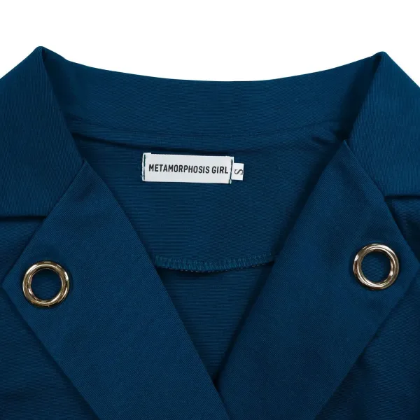 Design Trench-Style Wrap Dress in Navy with Belt - 79