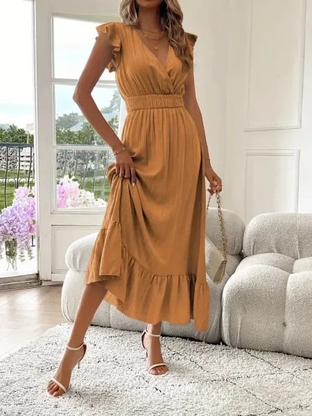 Design Wrap Ruffle Hem Maxi Dress Gray - 13
