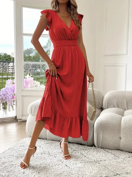 Design Wrap Ruffle Hem Maxi Dress Gray - 14