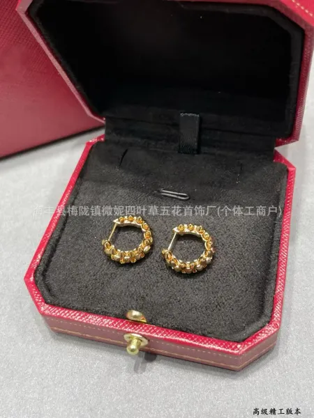 Design Hoop Earrings with Textured Bead Detail Gold Earrings Jewelry - 1