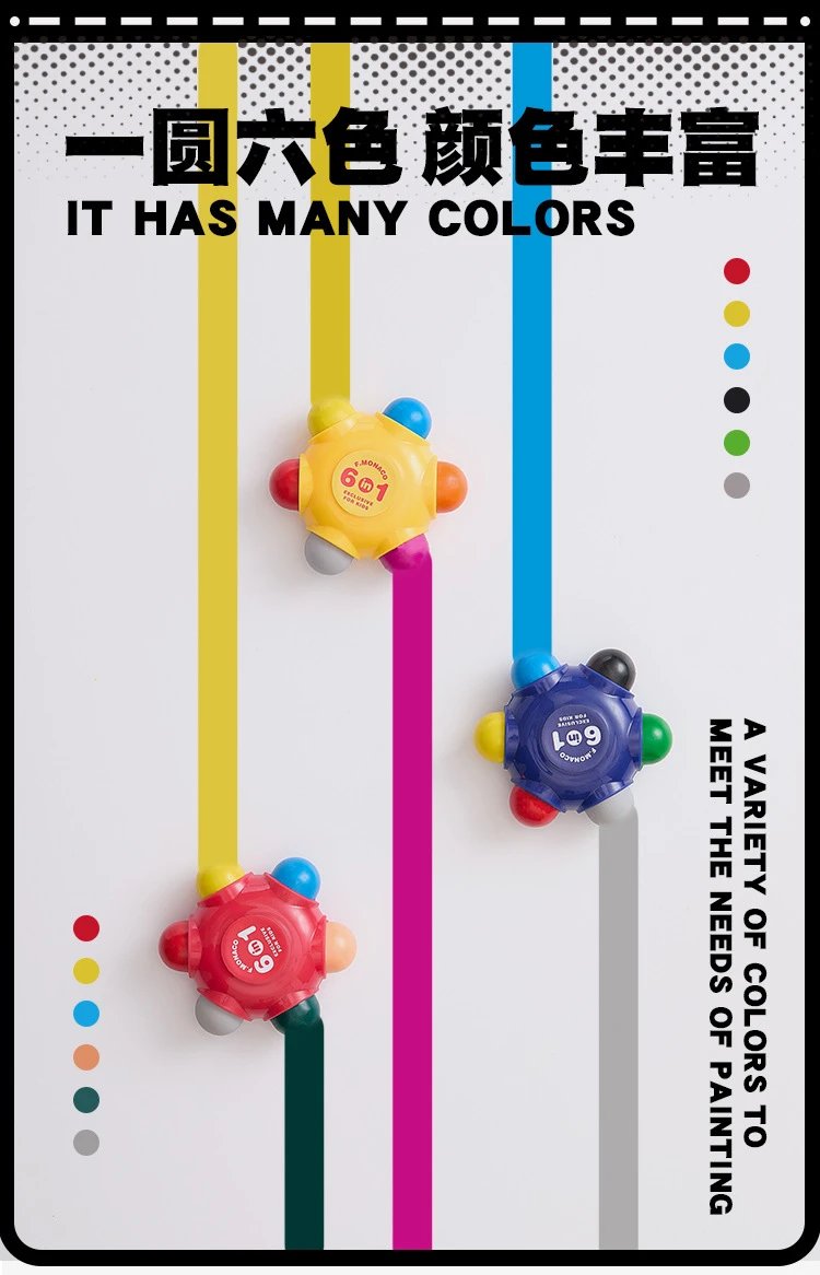 Design Monaco Pocket 6-in-1 Crayons Multicolor Art Supplies Electronics - 4
