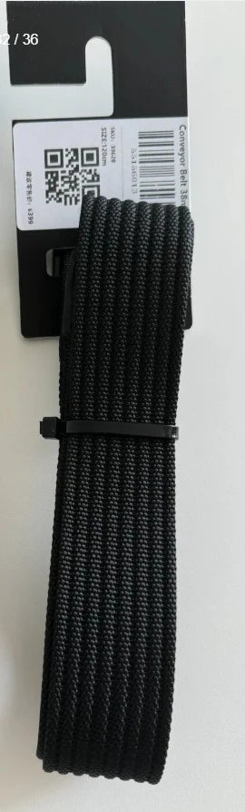 Design Conveyor Belt 38mm Black Canvas Belt