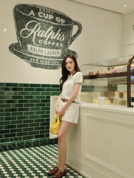 Polo Ralph Lauren Knit Polo Shirt and Pleated Skirt Set White with Rainbow Collar - 6