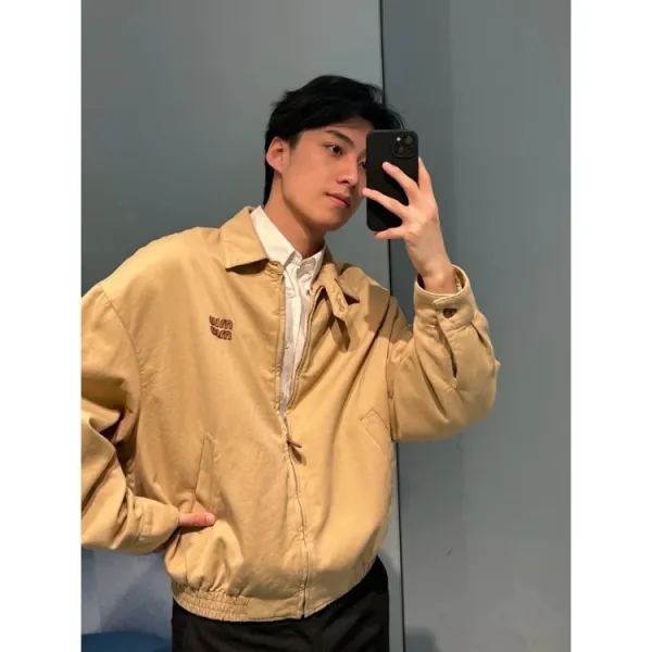 Design WIM WIM Beige Utility Jacket with Embroidered Logo Outerwear.jacket - 5