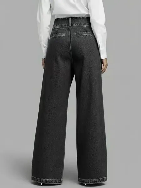 Design Wrap-Front Wide-Leg Denim Jeans Blue - 7