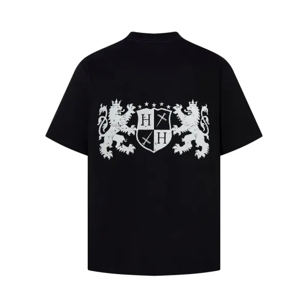Design BLACKETT Heraldic Print Black Oversized T-Shirt T-Shirts - 5