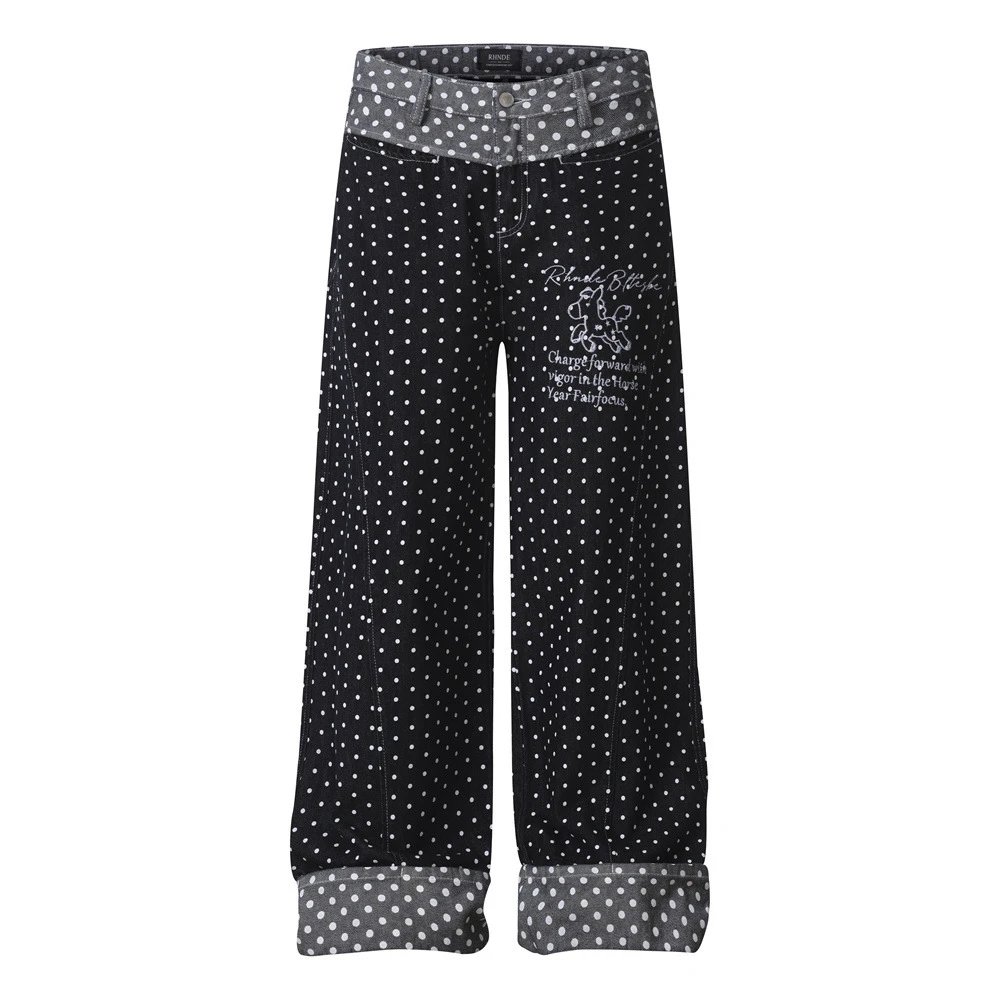 Design RINDI Polka Dot Wide-Leg Jeans Black Jeans - 4