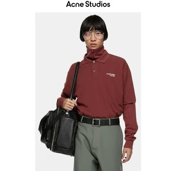 Acne Studios Logo Polo Shirt Black Tops Polo - 7